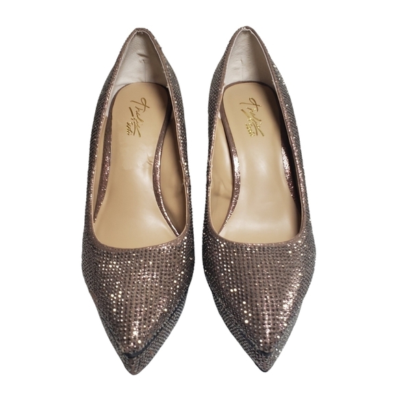 Thalia Sodi Joey Pewter Bling Closed Toe Platform Stiletto Heels Sz 7M - Picture 4 of 16